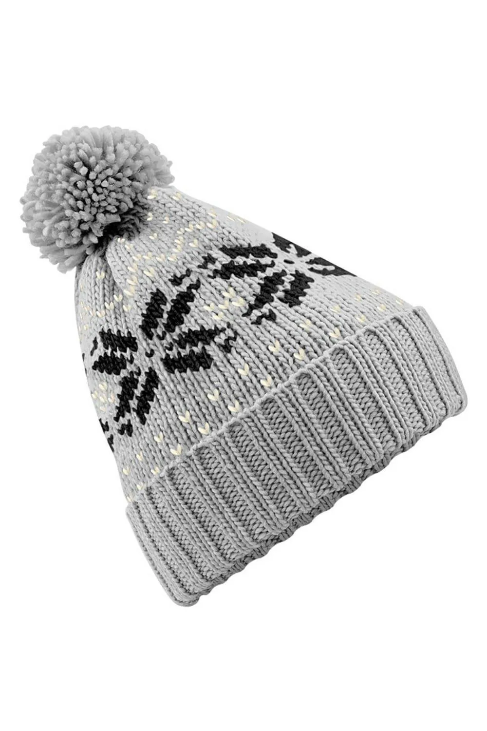 

Зимняя шапка-бини Fair Isle Snowstar Beechfield, серый