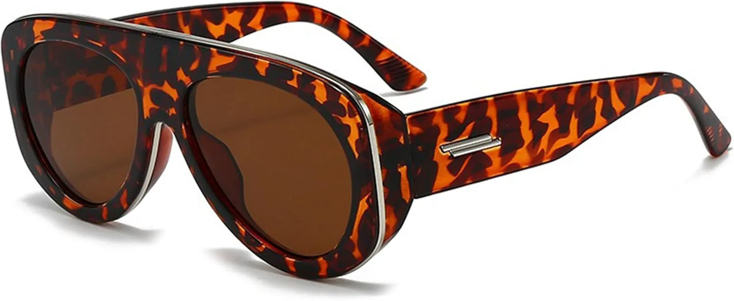 

Модные солнцезащитные очки большого размера с овальной плоской верхней частью и защитой от УФ-излучения UV400 для отдыха на природе Generic, F