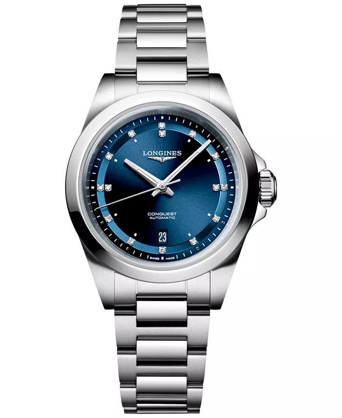 

Женские наручные часы Swiss Automatic Conquest Diamond (1/20 ct. t.w.) из нержавеющей стали, 30 мм Longines