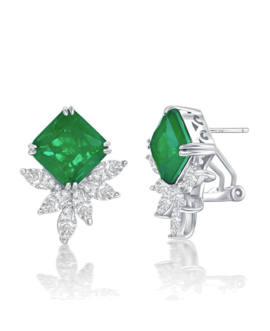 

Серьги Suzy Levian Gala Collection из стерлингового серебра с кубическими циркониями огранки Ашер и цветочным орнаментом Suzy Levian New York, Green