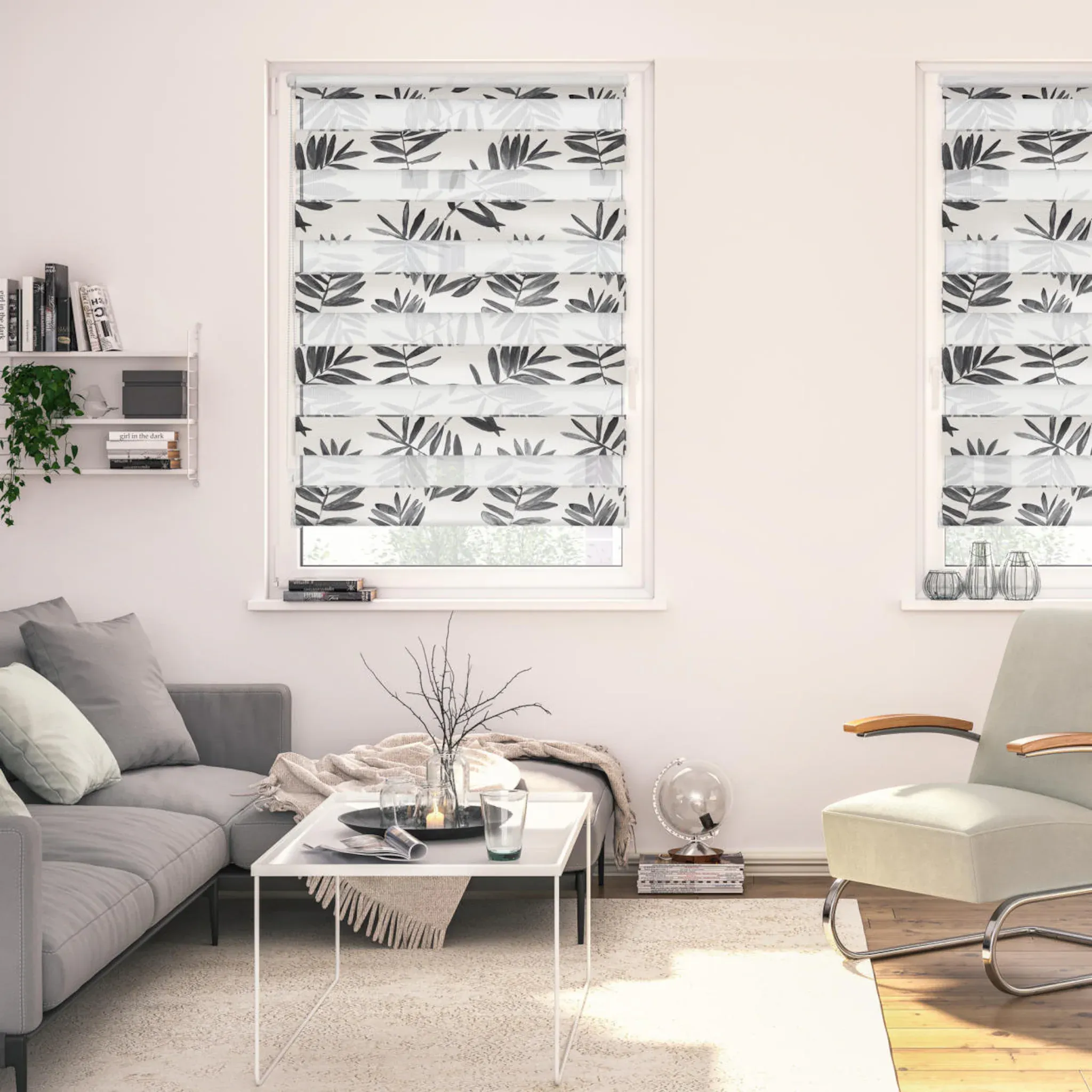 

[T] LICHTBLICK ORIGINAL двойная рулонная штора "Duo Roller Blind Klemmfix, без сверления, непрозрачная, Black Watercolor Branches - Black", полупрозрачная, свободно висит, затемнение, энергосбережение, базовая, монохромная, тканая, затемняемая,...