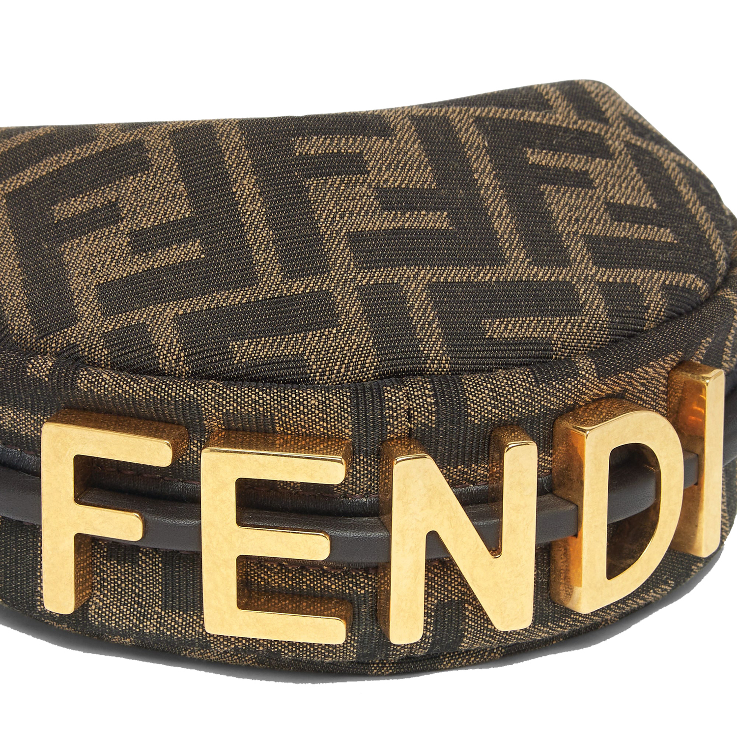 FENDI Graphy Fabric Crescent Bag Handbag Wrist Bag Extra Mini Women's Brown — фото 4
