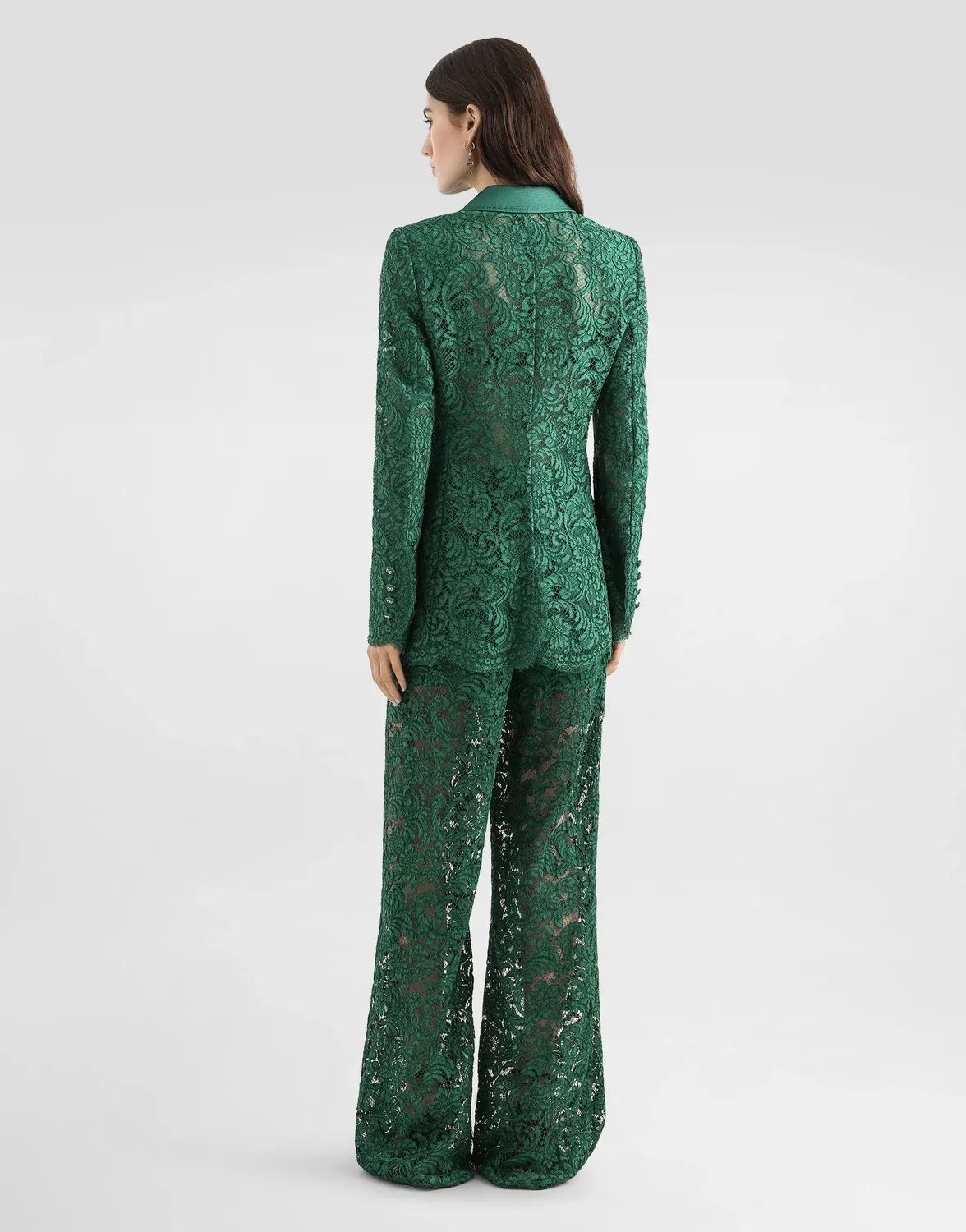 Брюки из кружева кордонетто DOLCE & GABBANA, зеленый — фото 3