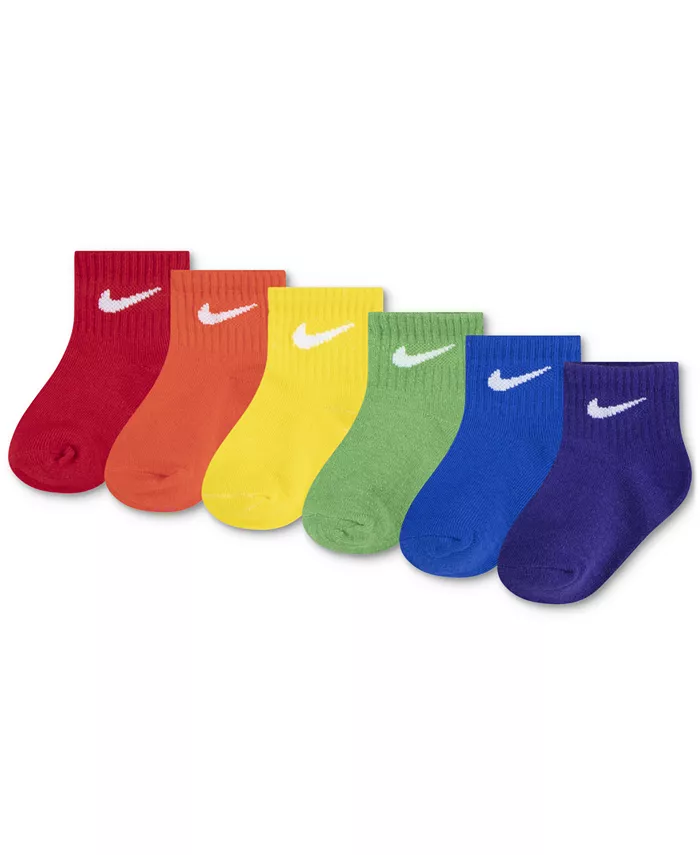 

Детские носки с логотипом Swoosh для мальчиков и девочек, 6 пар Nike, мультиколор