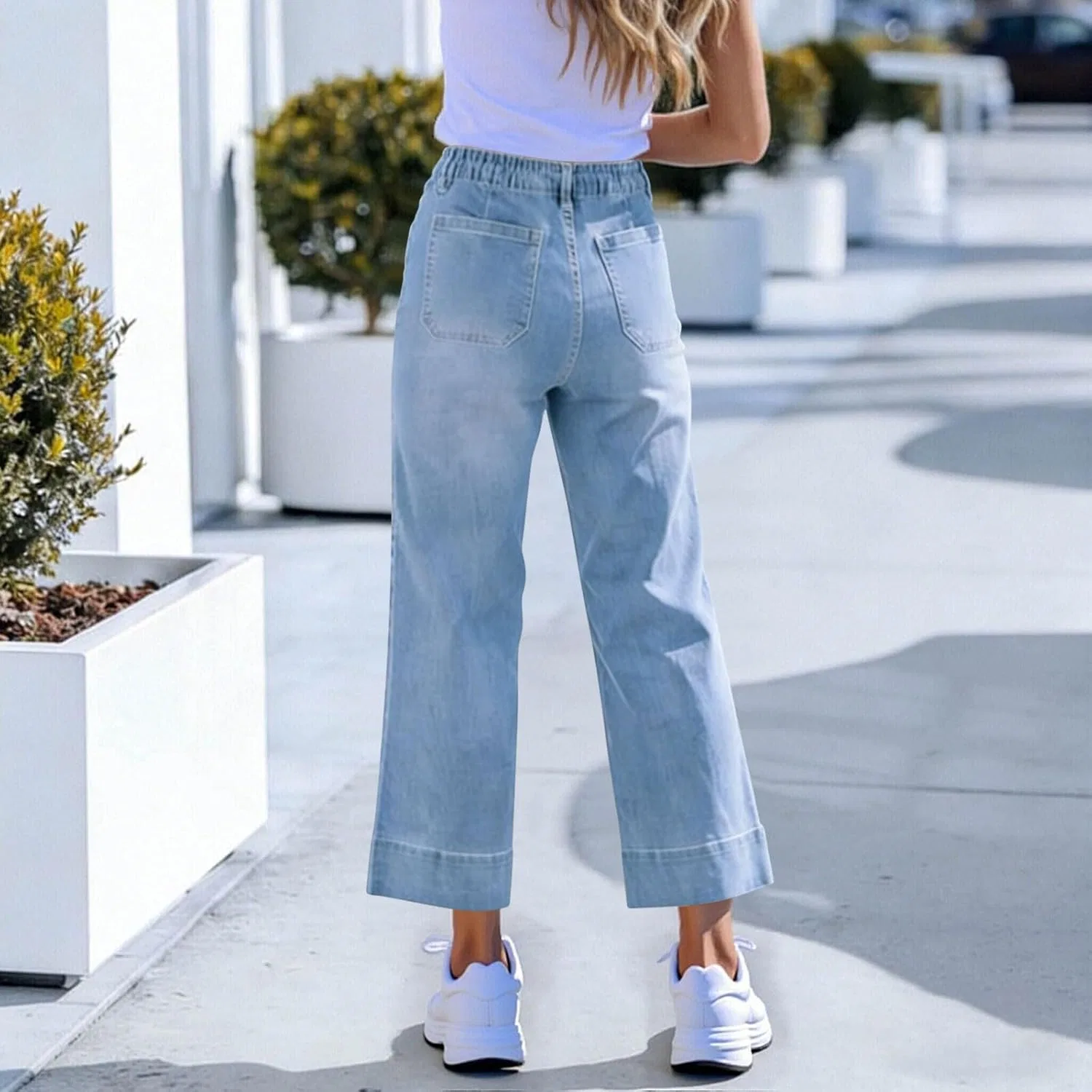Джинсы широкие, Summer Denim, Light Blue — фото 3
