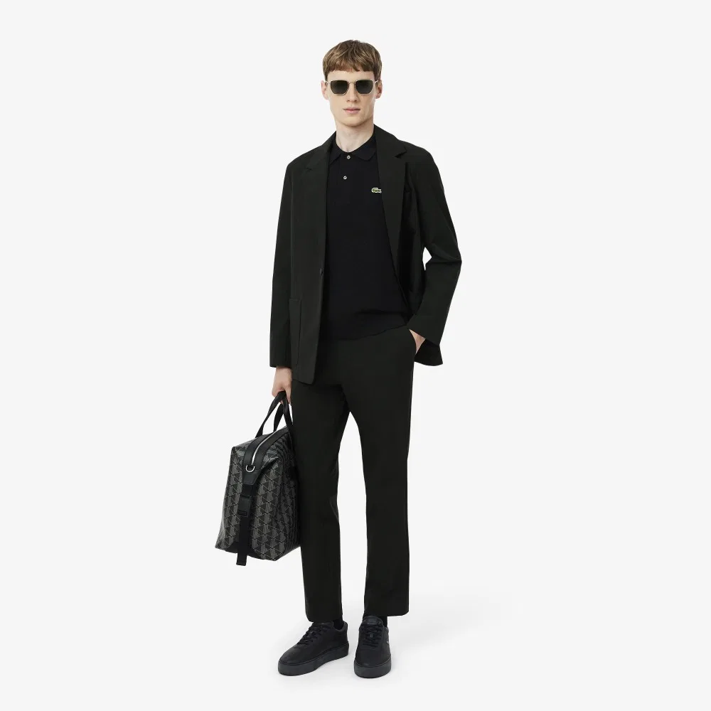 Мужской свитер-поло Links Links с коротким рукавом чёрный от Lacoste — фото 4