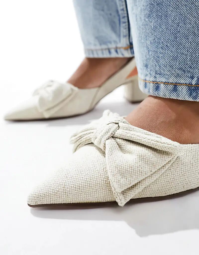 Туфли Symphony Wide Fit с открытой пяткой и каблуком средней высоты, натуральный цвет ASOS DESIGN — фото 2