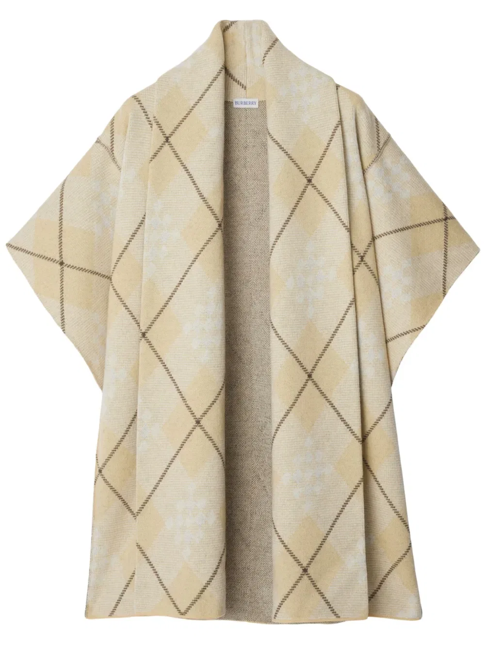 Кейп Burberry в клетку, смесовая шерсть, бежевый/коричневый/белый