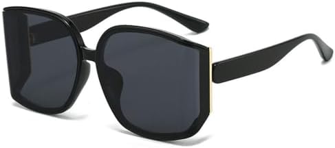 

Солнцезащитные очки большого размера 2026 для женщин, массивная оправа, роскошные солнцезащитные очки с изогнутыми линзами, C1, черный/серый, один размер MTZJH, One Color