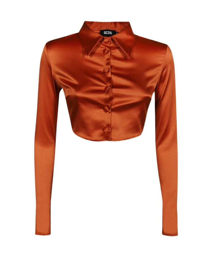 

Укороченная рубашка с длинными рукавами, полиэстер-эластан Gcds, оранжевый