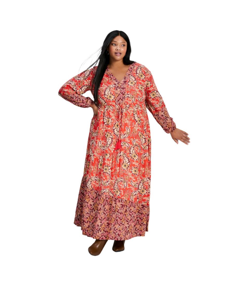 

Женское длинное платье с цветочным узором и ярусными деталями AVENUE, Southern charm