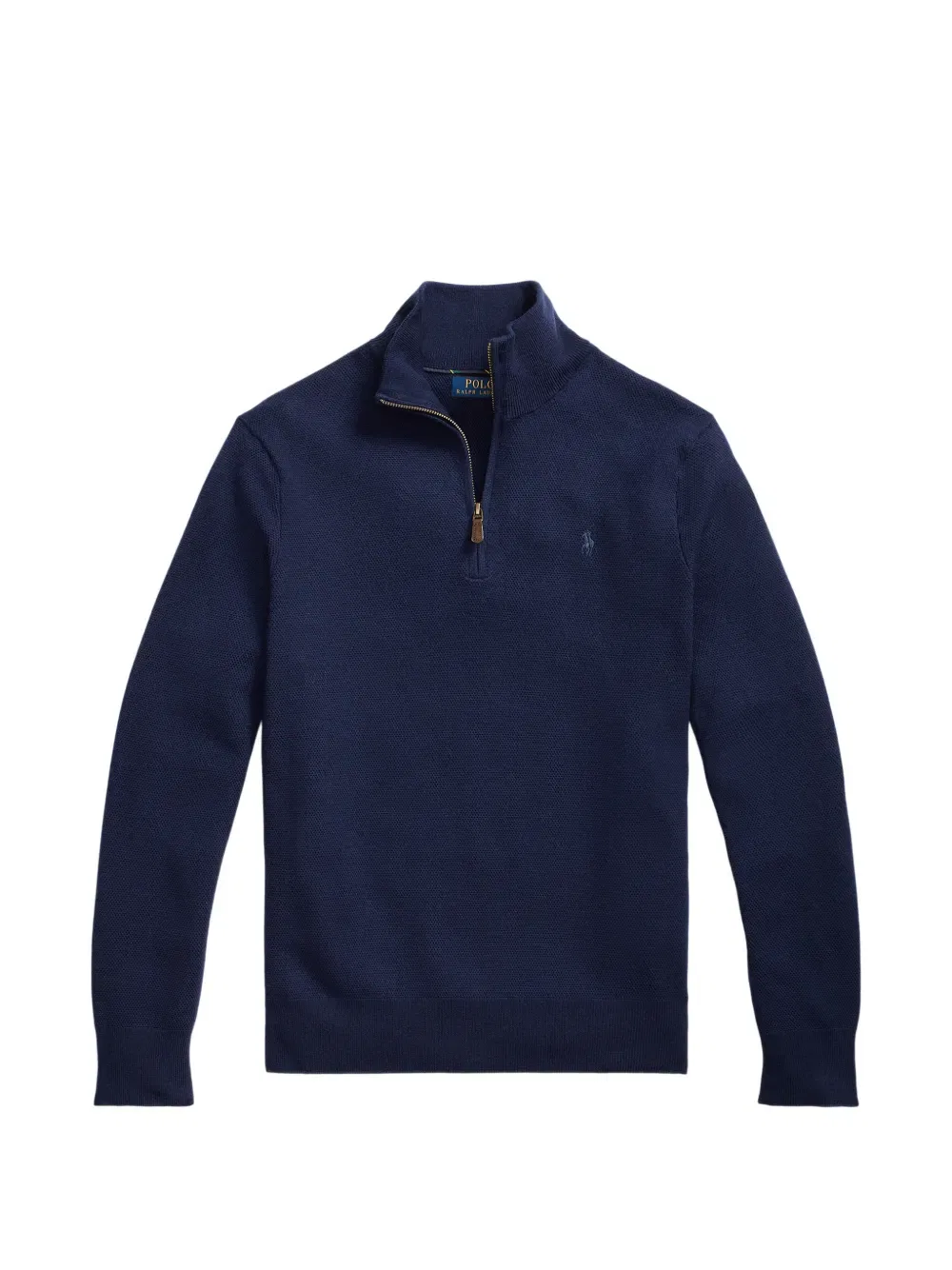 Вязаный свитер с застежкой-молнией до середины груди Polo Ralph Lauren, синий