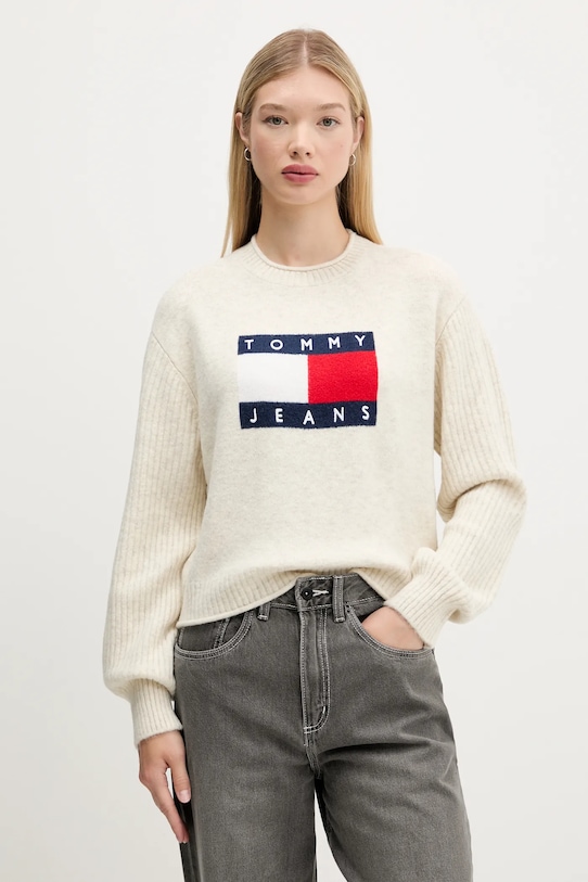 

Свитер с добавлением шерсти Tommy Jeans, бежевый