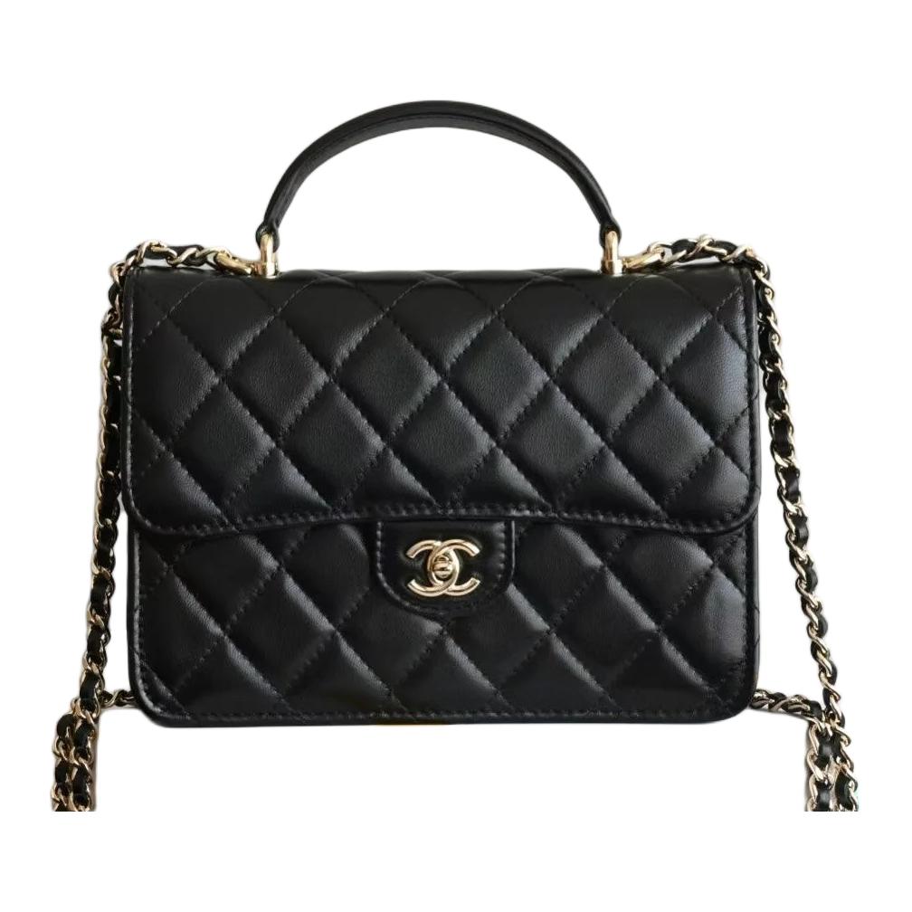 

CHANEL Женская мини-сумка через плечо из овчины черная