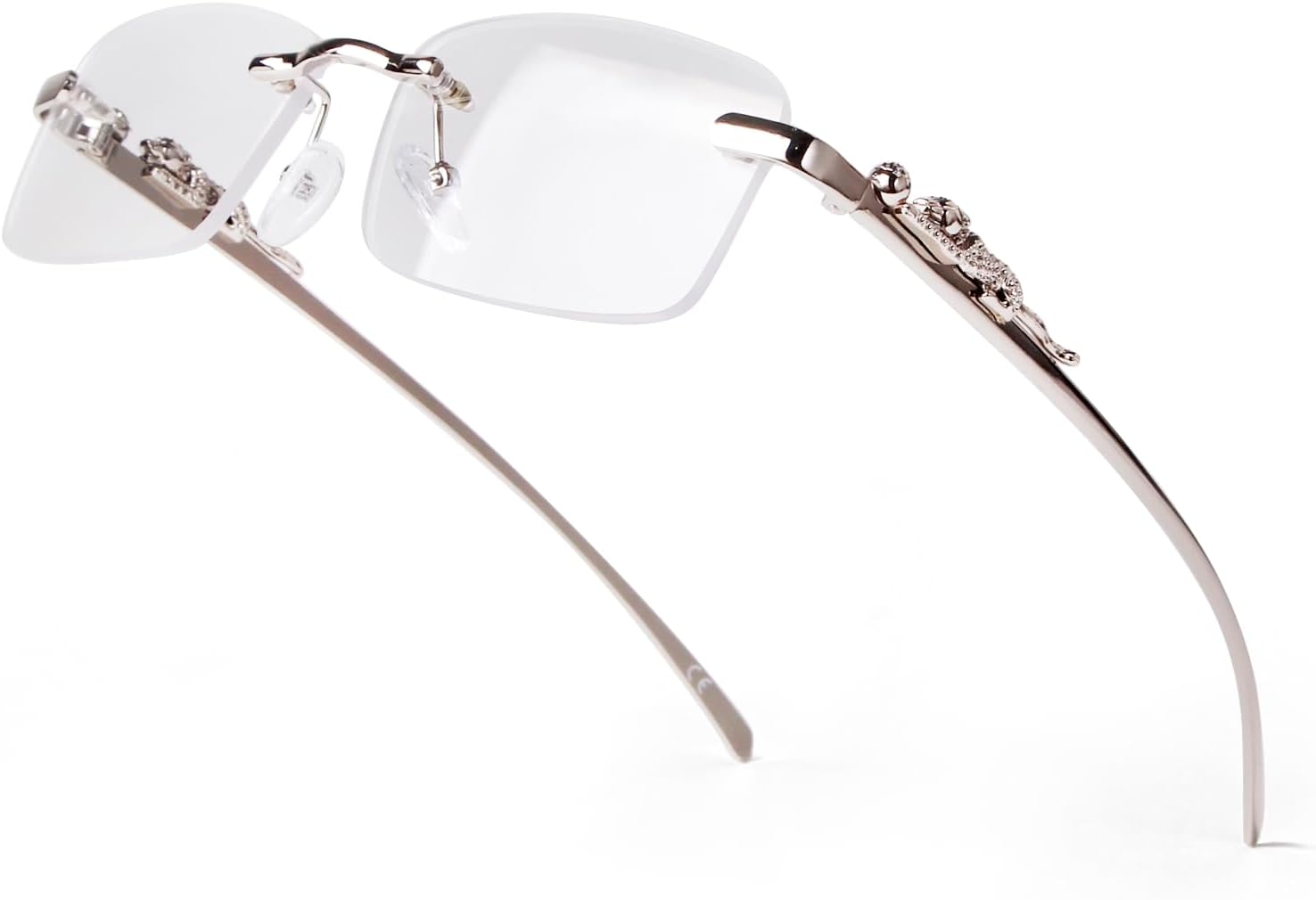 

Винтажные прямоугольные солнцезащитные очки без оправы для женщин и мужчин, модные квадратные солнцезащитные очки без оправы из золотистого металла, прозрачные очки piscm, Silver/Clear