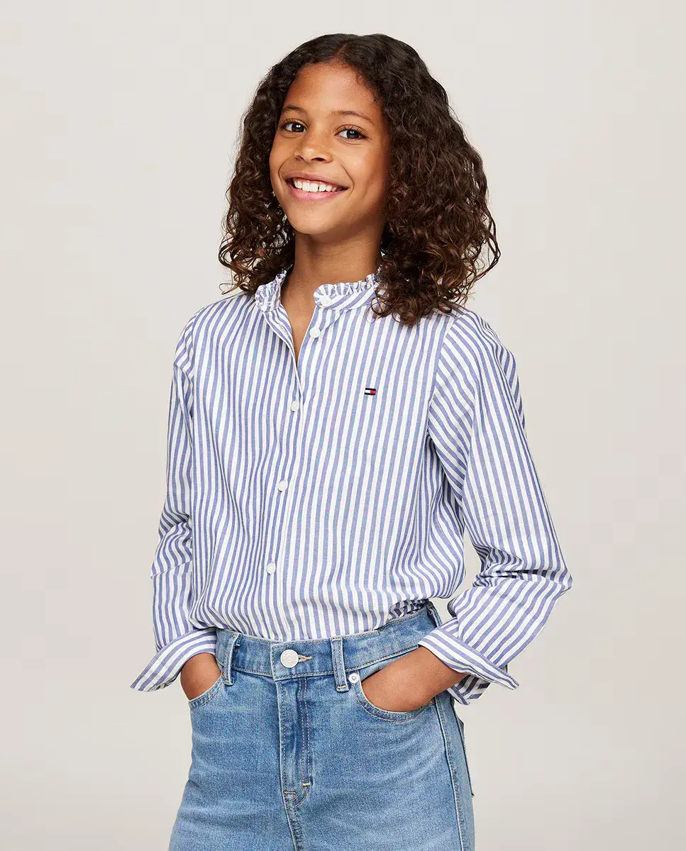 

Блуза для девочки с длинными рукавами и воротником с рюшами Tommy Hilfiger, синий
