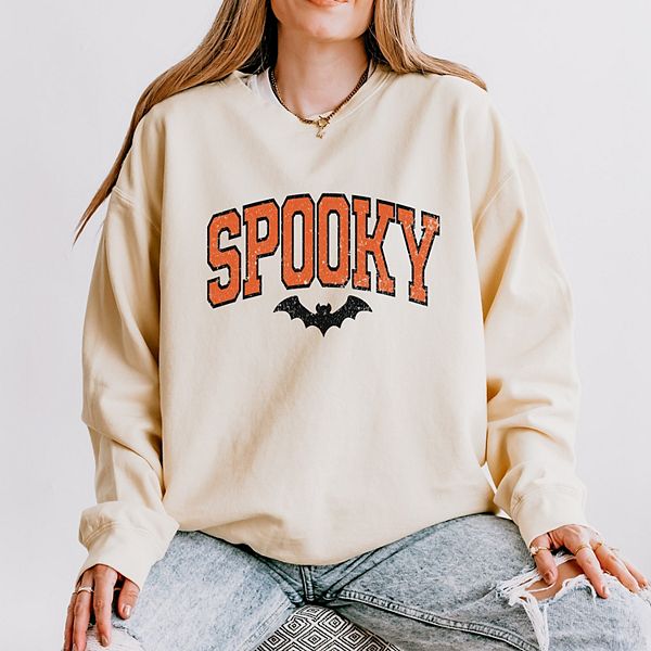 

Спортивный свитшот Varsity spooky bat distressed с эффектом поношенности Simply Sage Market, Ivory