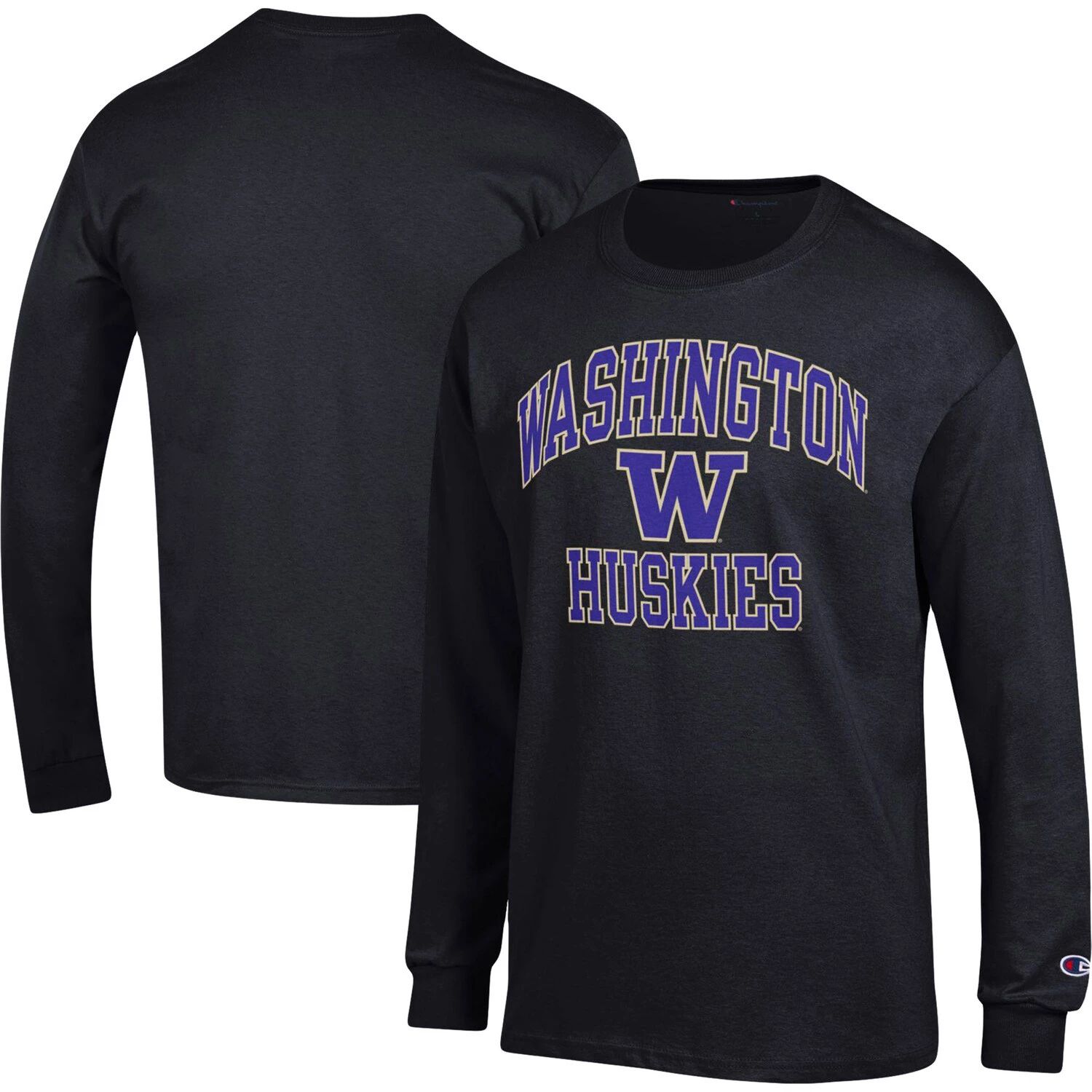 

Мужская черная футболка с длинным рукавом Washington Huskies High Motor Champion, Черный, Мужская черная футболка с длинным рукавом Washington Huskies High Motor Champion