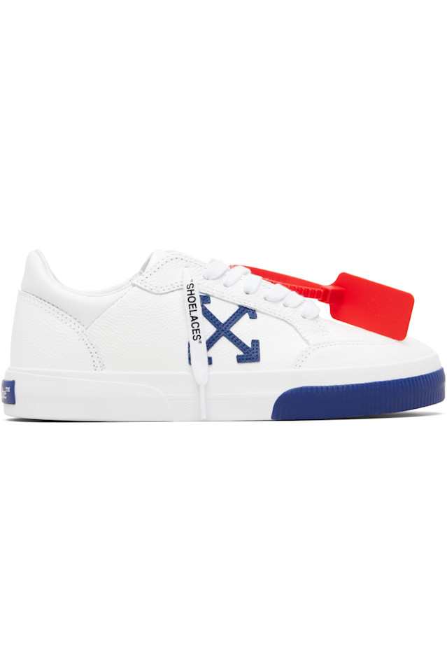 

Off-White Белые и темно-синие вулканизированные низкие кроссовки