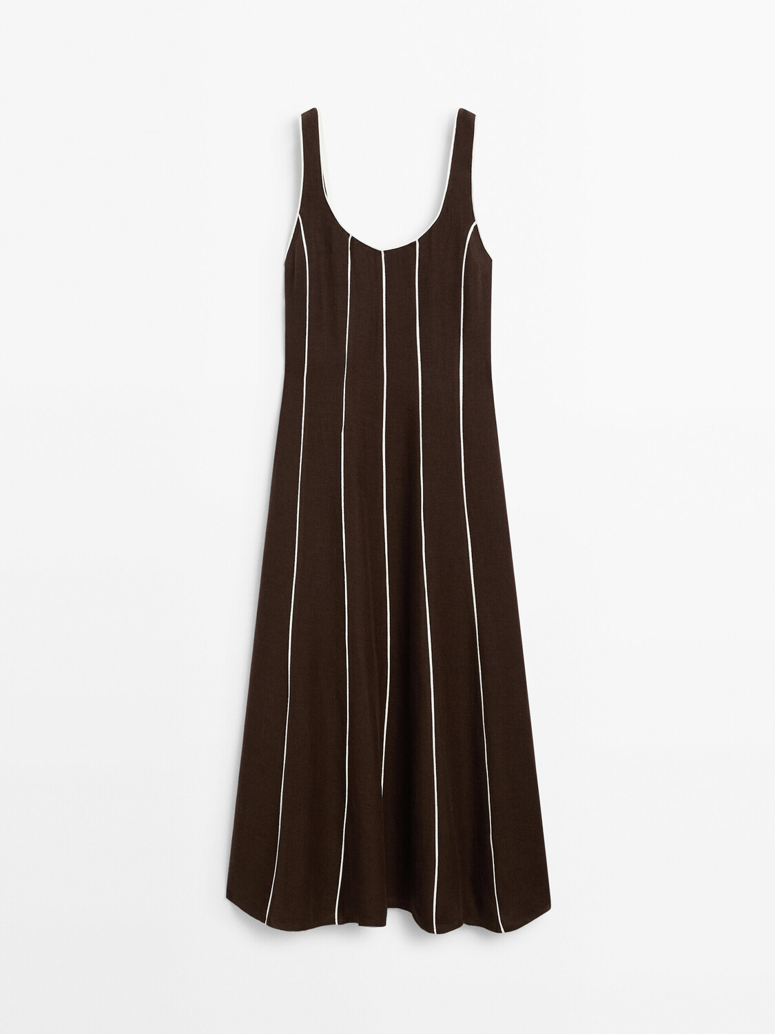 

Платье миди в контрастную двухцветную полоску Massimo Dutti, коричневый