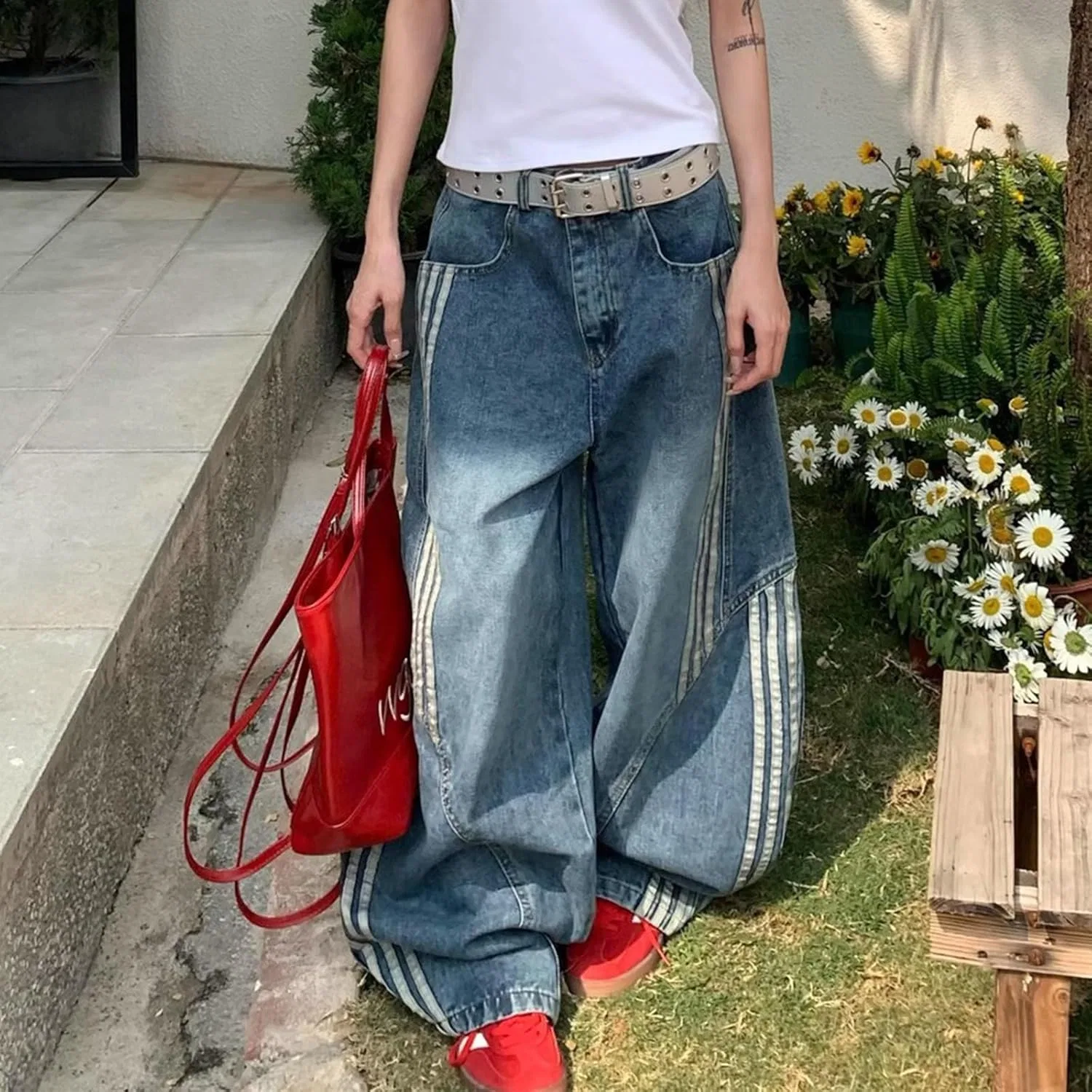 Джинсы свободные Y2K Barrel Jeans, синие — фото 2