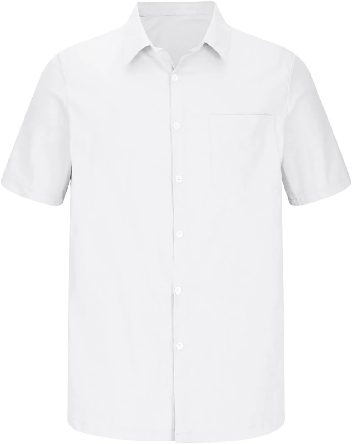 Мужская рубашка с коротким рукавом, летняя, casual, slim fit, однотонная — фото 3