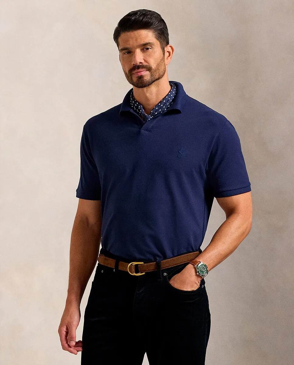 

Мужская стрейчевая хлопковая рубашка поло Classic fit plus sizes Polo Ralph Lauren, тёмно-синий