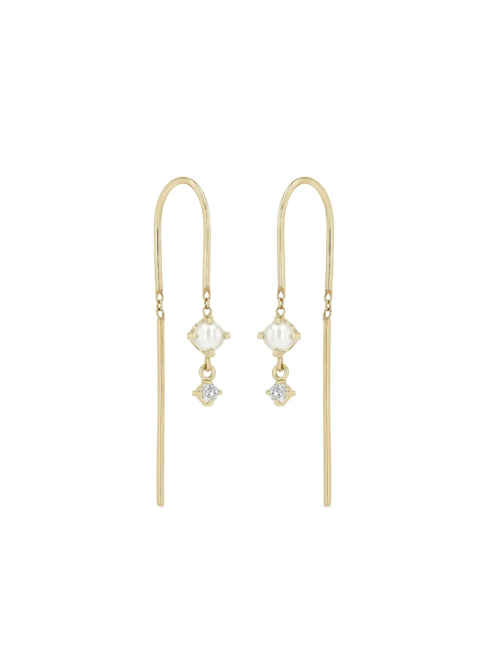 

Серьги Wire из желтого золота с жемчугом и бриллиантами Zoë Chicco, золотистый