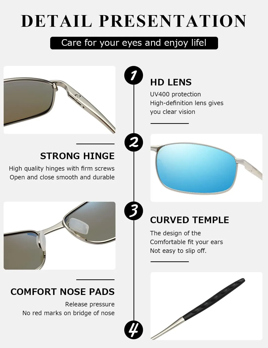 

Поляризованные солнцезащитные очки AEVOGUE для мужчин, прямоугольная металлическая оправа, ретро-стиль, AE0395, 2 Pack/Silver Frame Grey Lens+silver Frame Blue Lens