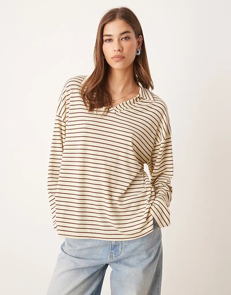 

Рубашка для регби ASOS DEIGN с длинными рукавами и воротником в желтую полоску Asos Design