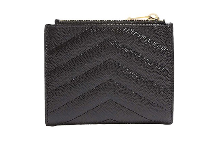 SAINT LAURENT Кошелек для карт CASSANDRE Quilting Grain Embossed Leather, женский, черный — фото 3