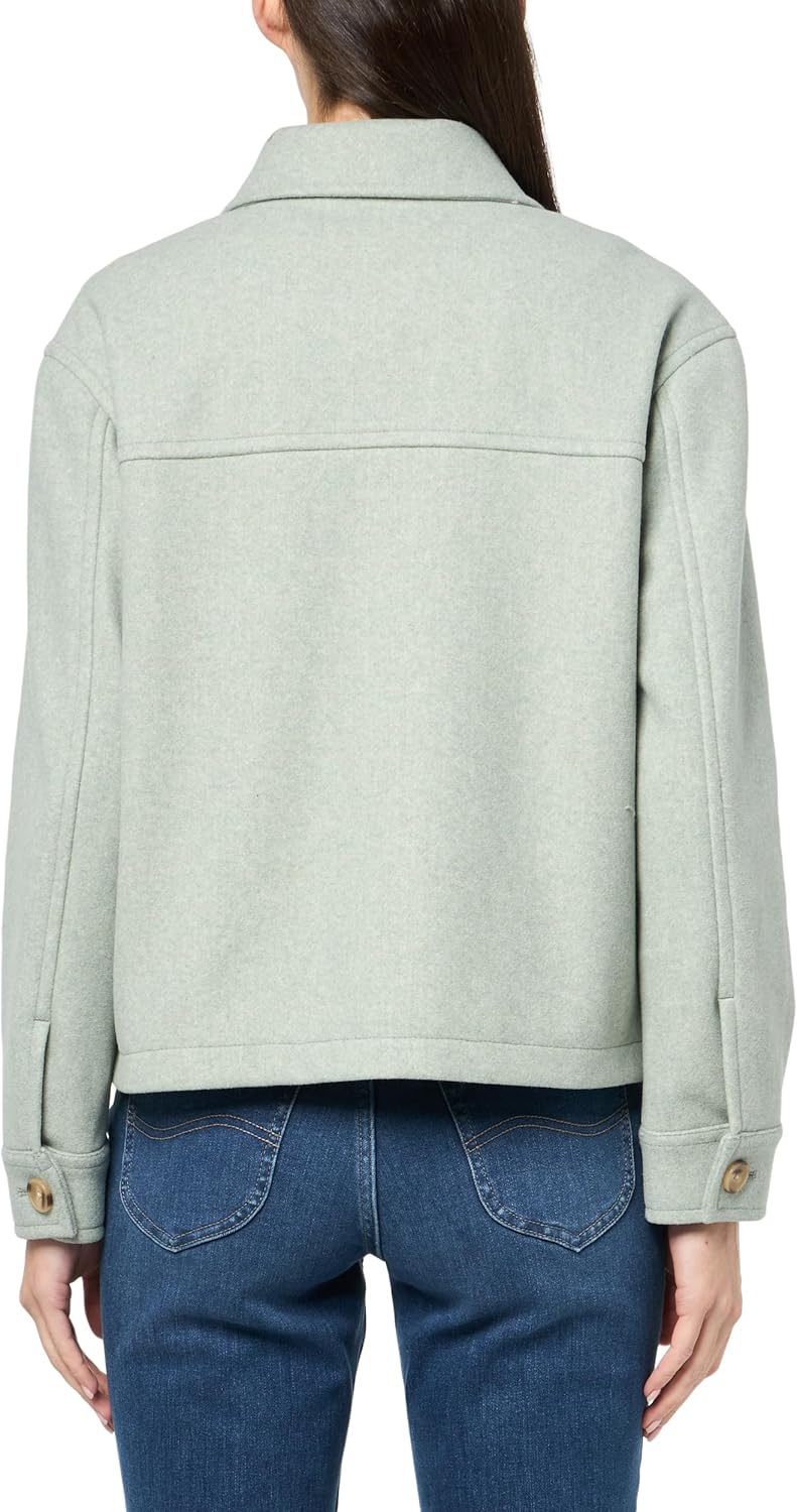 Женская куртка Levi's Harper из шерсти короткая на пуговицах, бледно-зеленый — фото 2