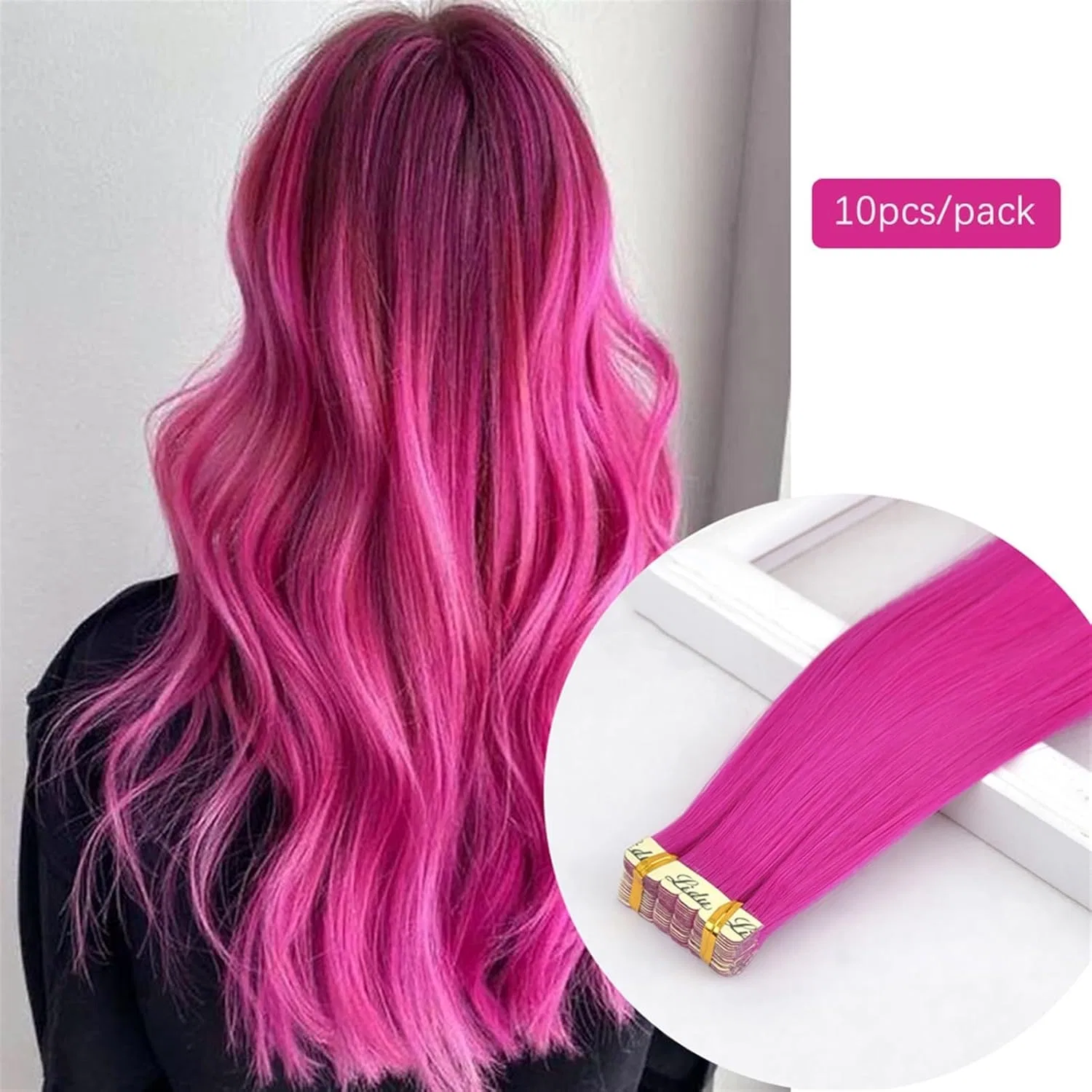 Накладные волосы на ленте «Remy Tape-In Extensions», 10 шт./упаковка Xxad553Ty, Rose Red — фото 2
