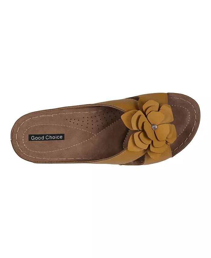 Женские комфортные сандалии Joy Flower Rosette GC Shoes, желтый — фото 4