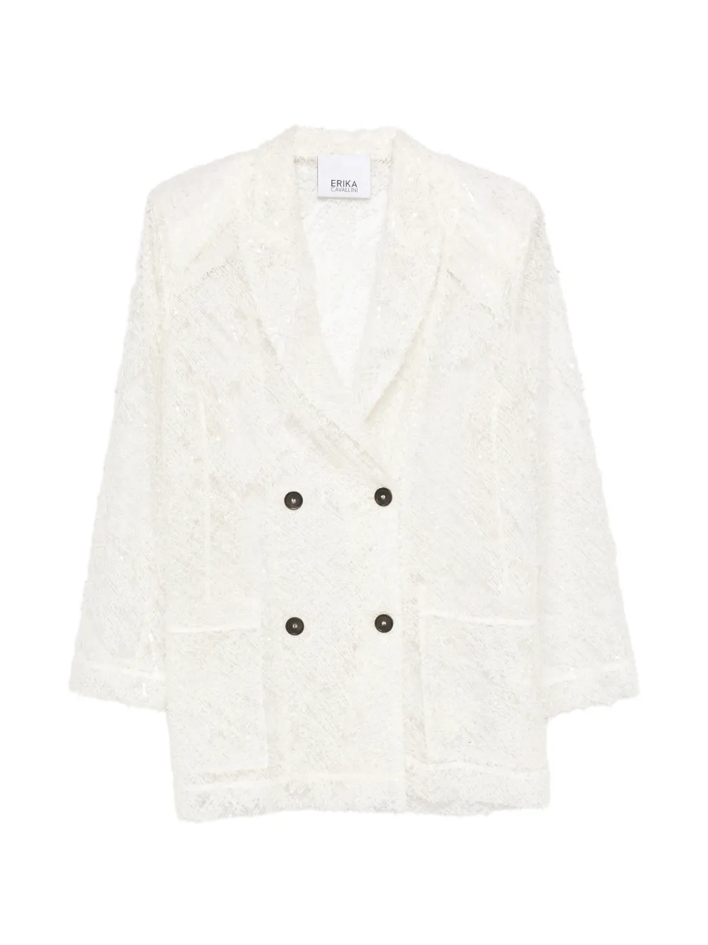 

Двубортный жакет с бахромой Erika Cavallini, белый