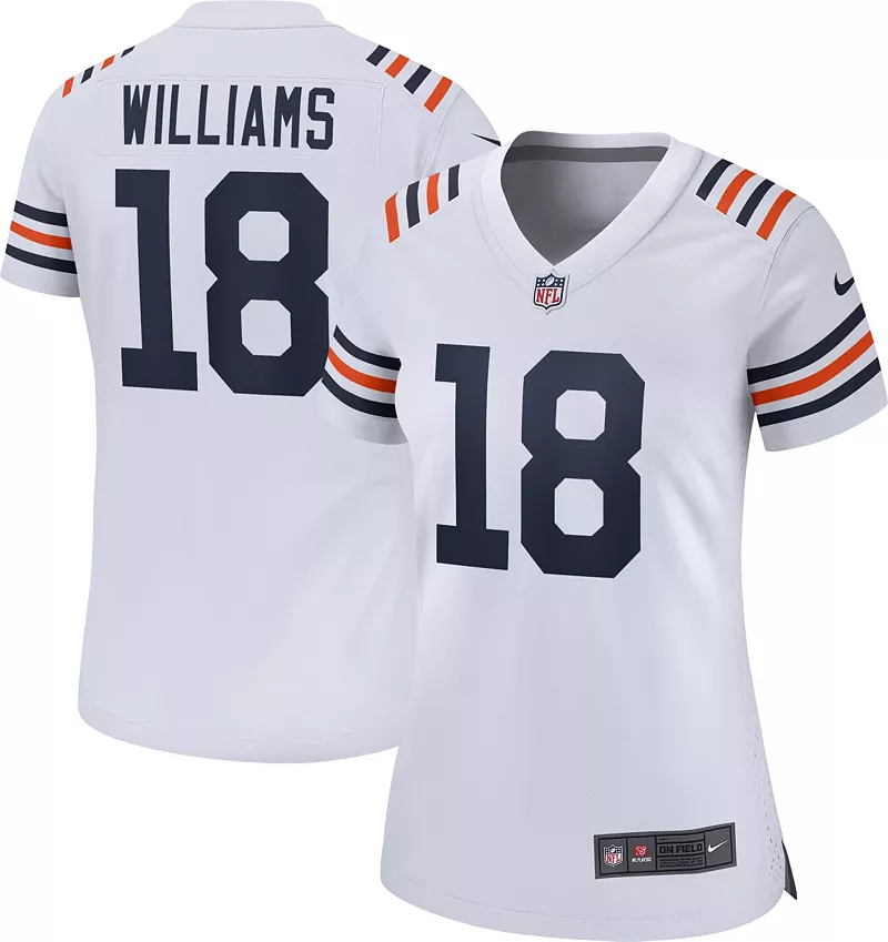 

Женская футболка Nike Chicago Bears Caleb Williams № 18, белая для второй альтернативной игры