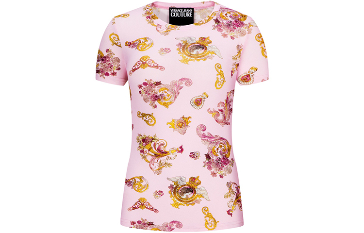 

VERSACE JEANS COUTURE Футболка SS21 женская розовая, Розовый, VERSACE JEANS COUTURE Футболка SS21 женская розовая
