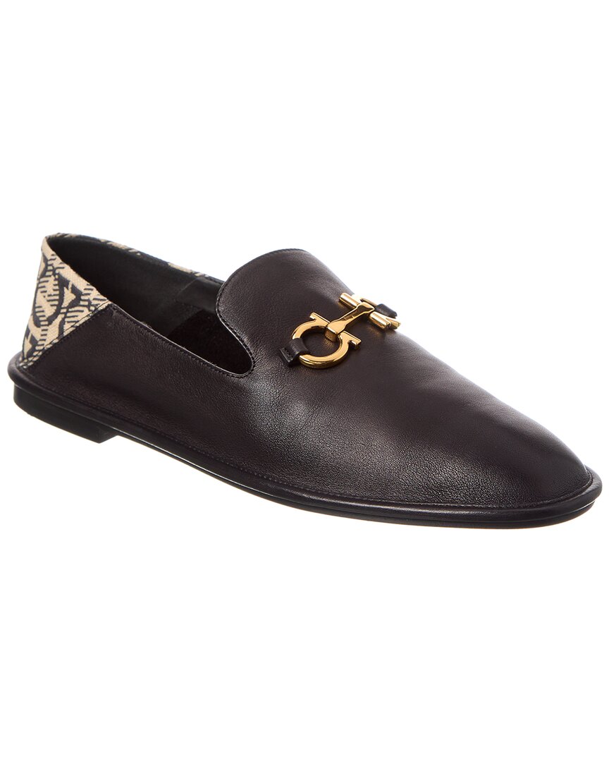 Кожаные лоферы с логотипом Ferragamo Salvatore Ferragamo, черный