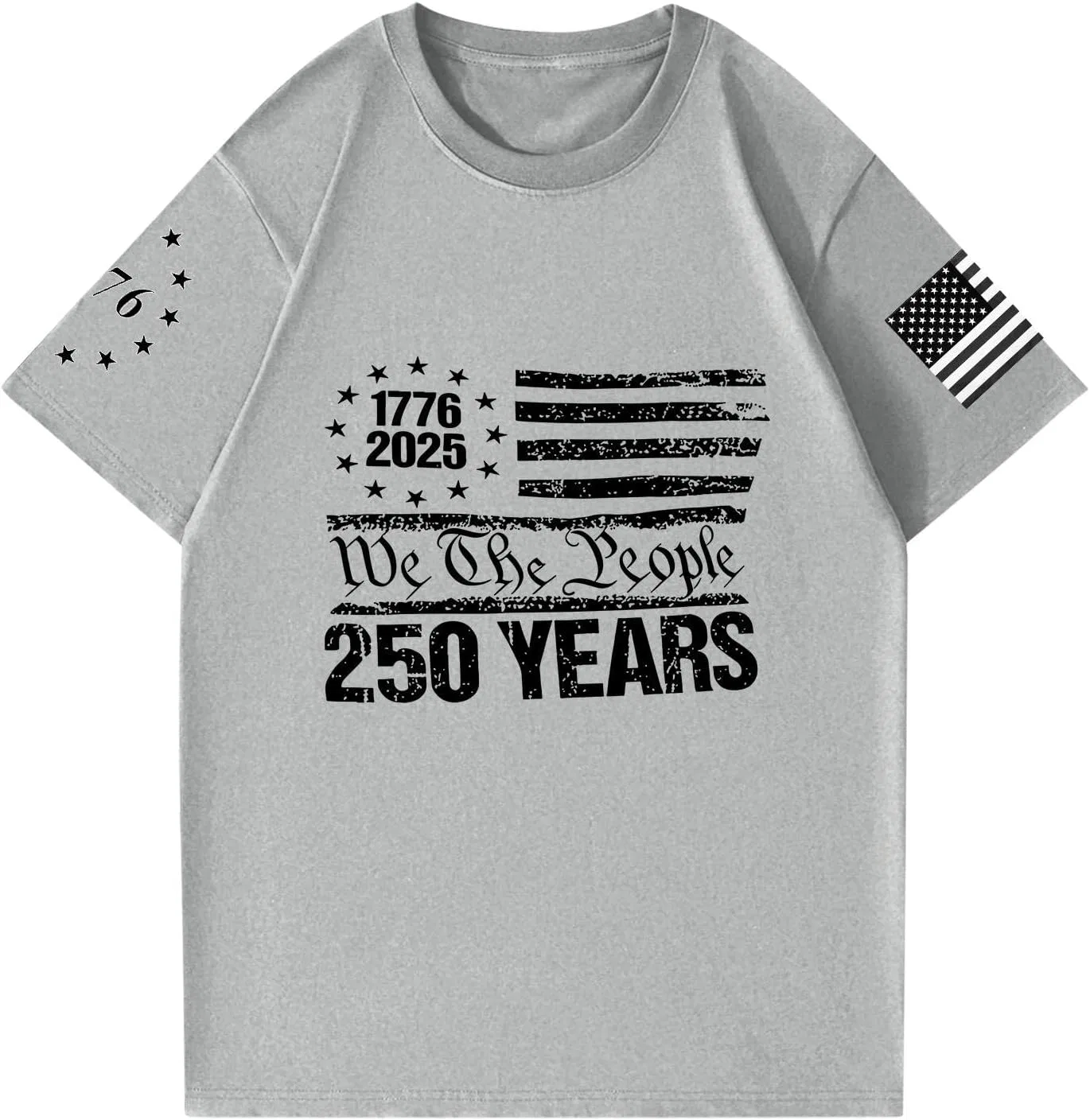 Футболка с круглым вырезом 250 Anniversary USA, короткий рукав, мужская, 1776-2026 Generic, светло-серый — фото 4