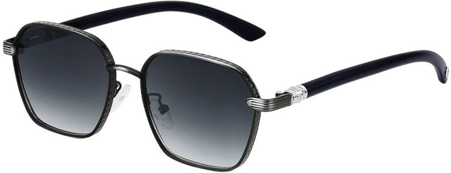 

Винтажные солнцезащитные очки для мужчин и женщин, роскошная классическая металлическая оправа, модная имитация древесной текстуры, защита от УФ-излучения UV400 TVTBBVV, C2blackdoublegray