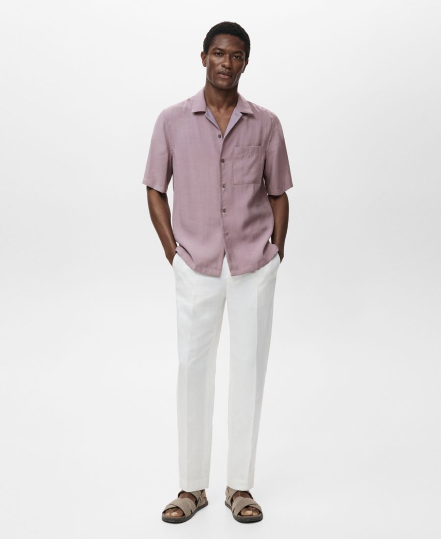 

Мужская рубашка из модала с карманом MANGO, Violet