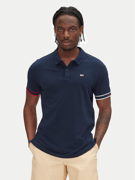 

Рубашка поло облегающего кроя Flag Cuff DM0DM21306 Tommy Jeans, синий