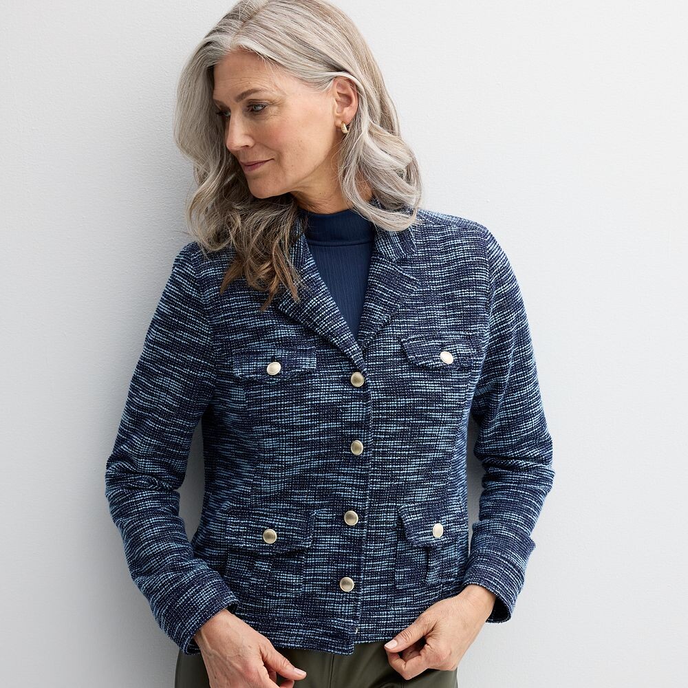 

Женская твидовая куртка в стиле милитари Jaclyn Smith, цвет Blue Tweed