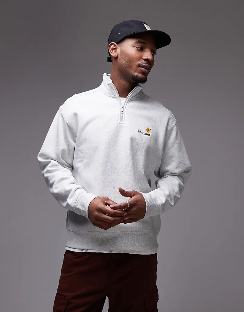 

Carhartt wip полумолния американский свитшот серый