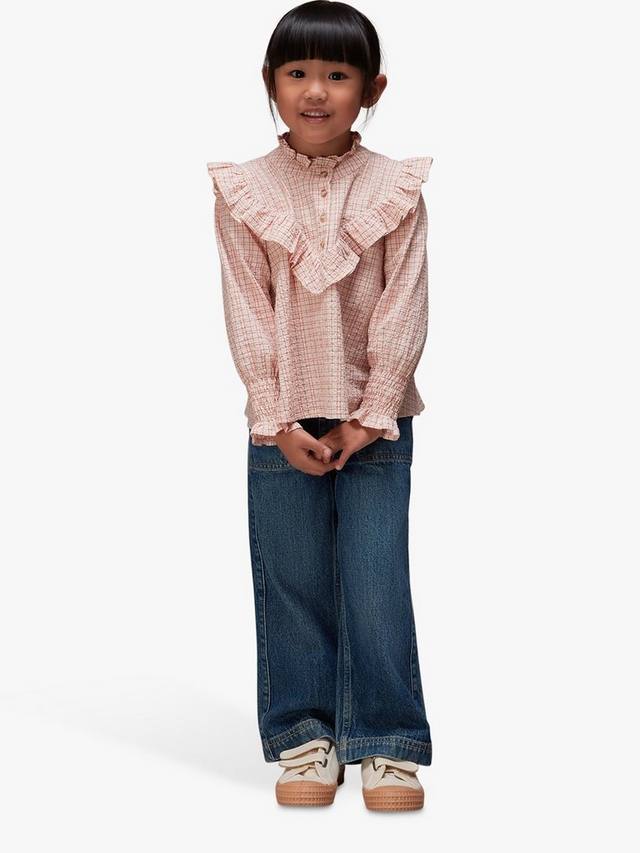 

Детский топ Riley с клеткой и рюшами Whistles, Pale Pink/Multi