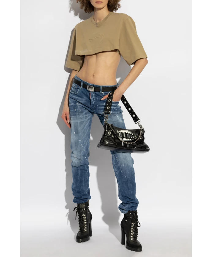 Короткая футболка свободного кроя Dsquared2, бежевый — фото 2