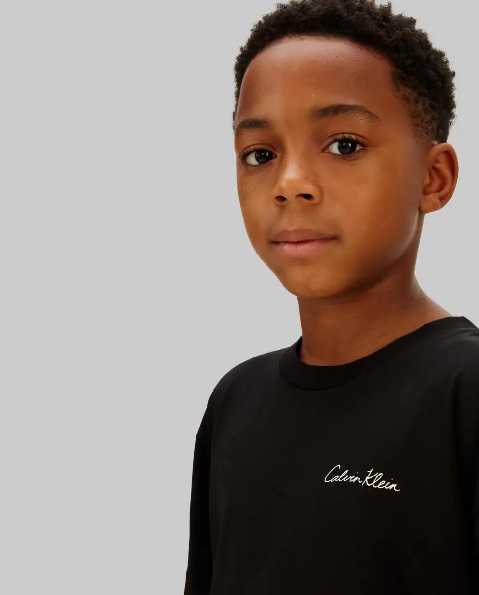 Детская хлопковая футболка с логотипом Calvin Klein, черный — фото 2