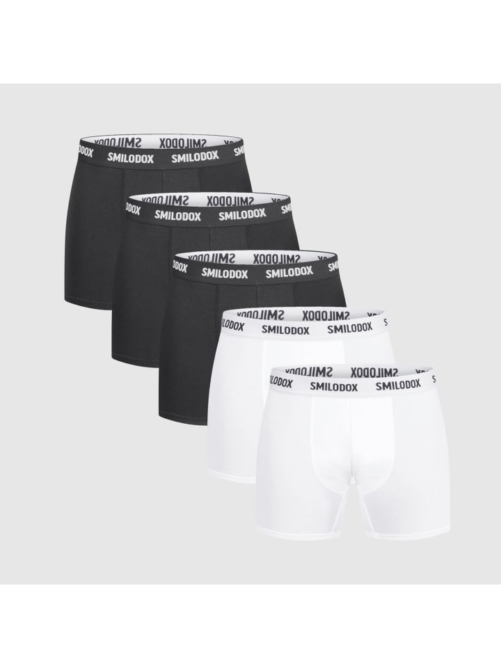 

SMILODOX Боксерские трусы, комплект из 5 штук, черно-белые