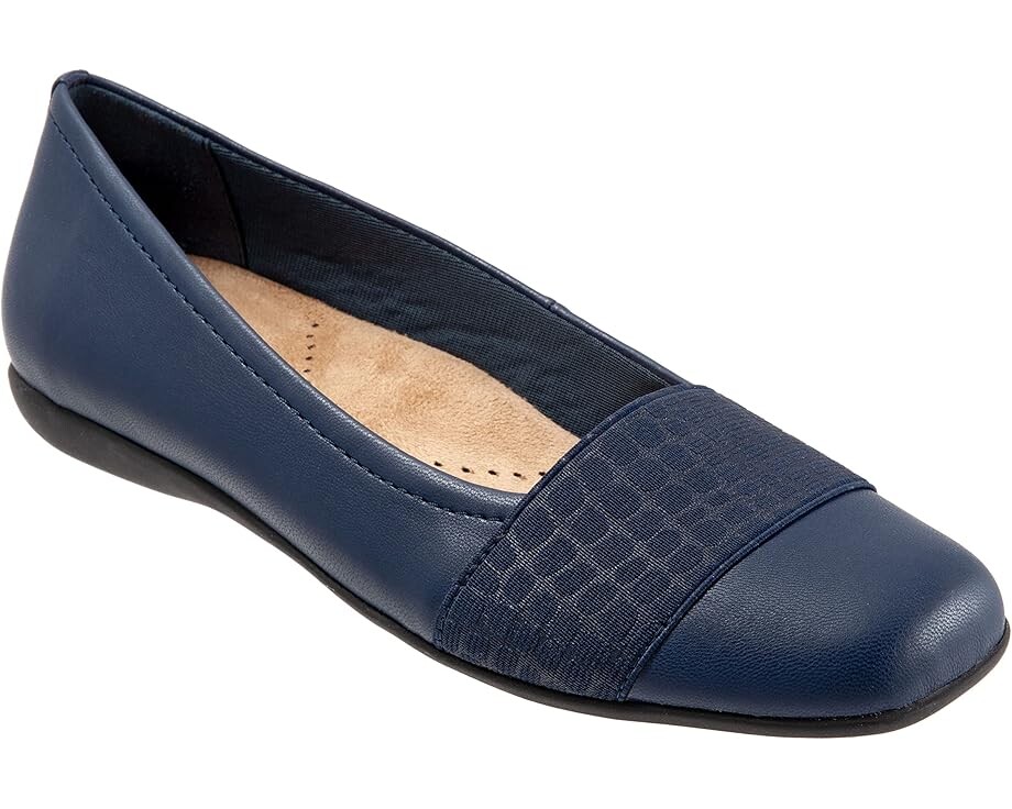 Туфли на плоской подошве Trotters Samantha, цвет Navy Veg/Croco Gore