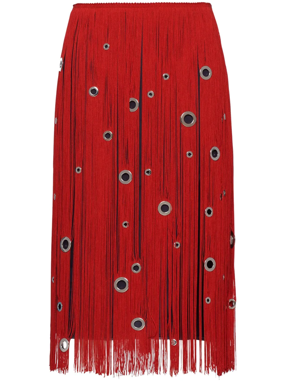 

Юбка с бахромой и люверсами Prada, красный